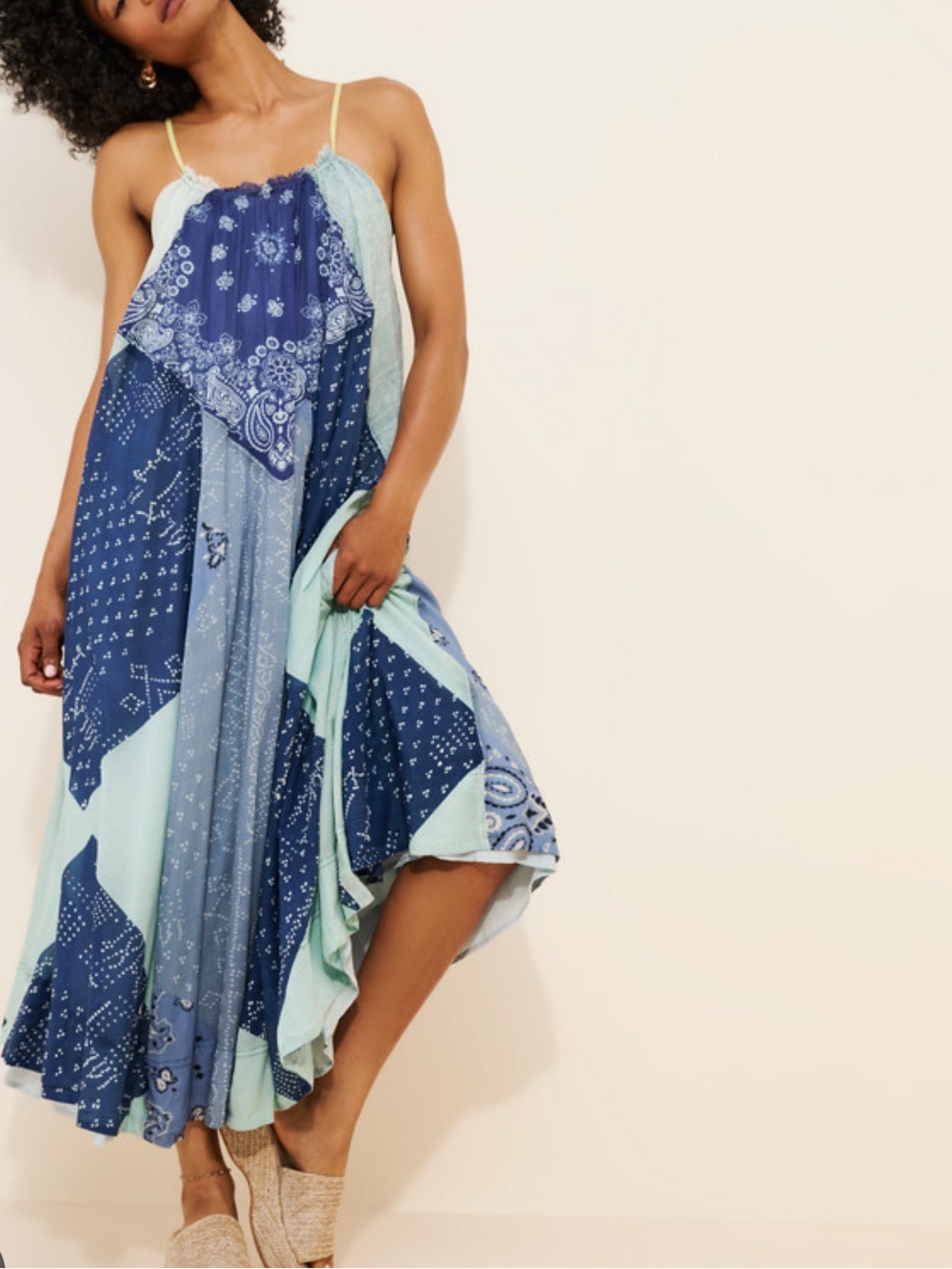 NWOT Free People Happy Days Maxi Dress in Blue
